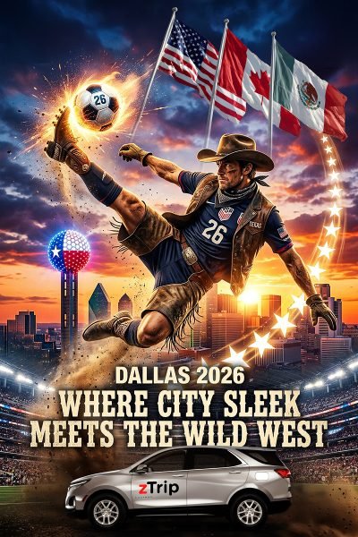 2026 World Cup Poster Dallas with flags
